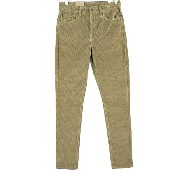 NWT Levi's 721 Women's Tan Corduroy Pants High Rise Stretch Skinny Size 30x30 - Picture 1 of 12